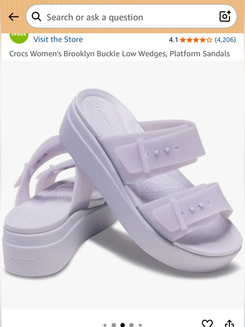 CROCS Platform Buckle Slide Sandals in Light Lavender